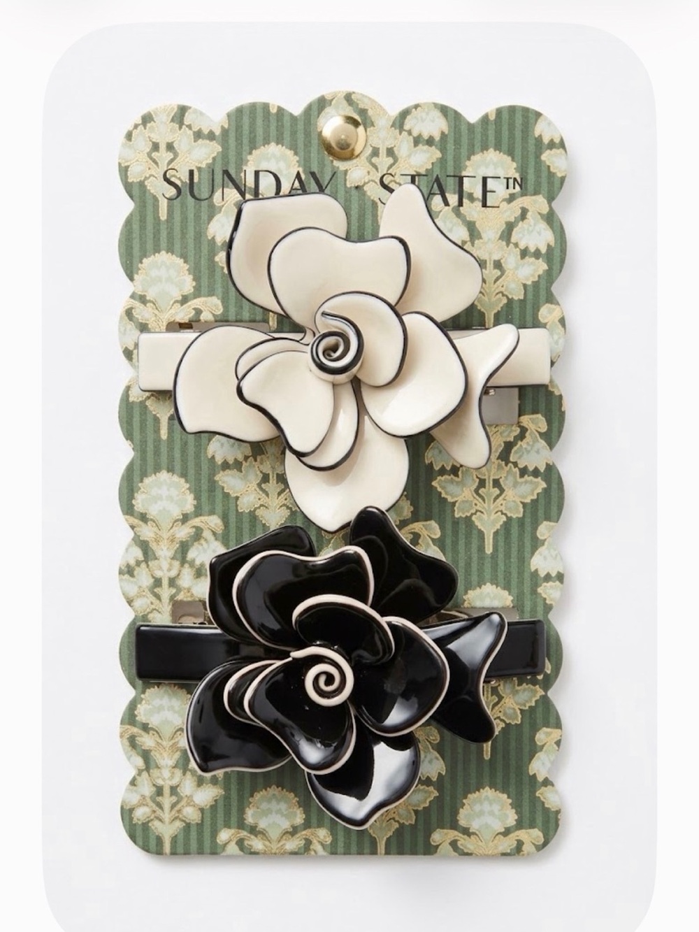 NWT ⚜️🖤⚜️ Sunday State Floral Hair Claw Clips set of 2